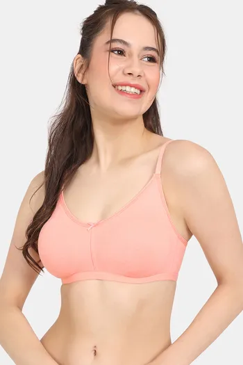 Buy Rosaline Everyday Double Layered Non Wired 3/4th Coverage Anti-Microbial T-Shirt Bra - Peach Pearl
